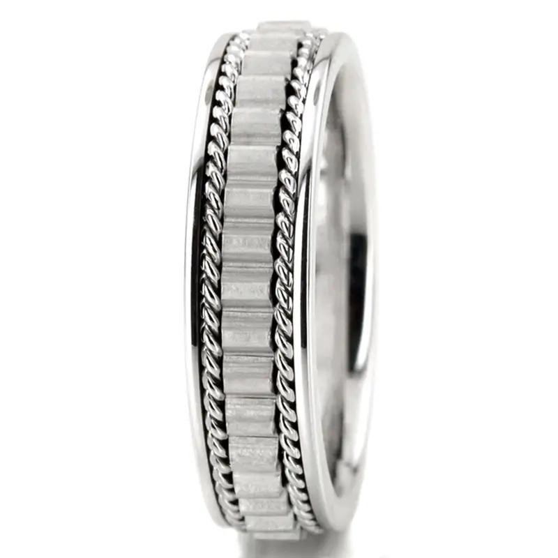 14K white gold 6mm. satin finish Hand-made-wedding-ring - alternate view 3