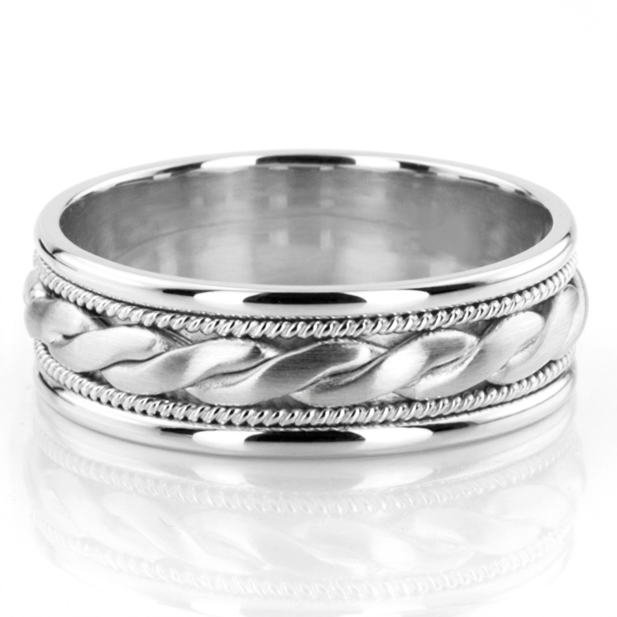 10K white gold 7mm. satin hand-made-wedding-ring - alternate view 2