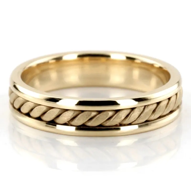 14K yellow gold 5.5mm. satin finish hand-made-wedding-ring - alternate view 2