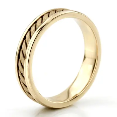 10K yellow gold 5.5mm. satin finish hand-made-wedding-ring - alternate view 4 thumbnail