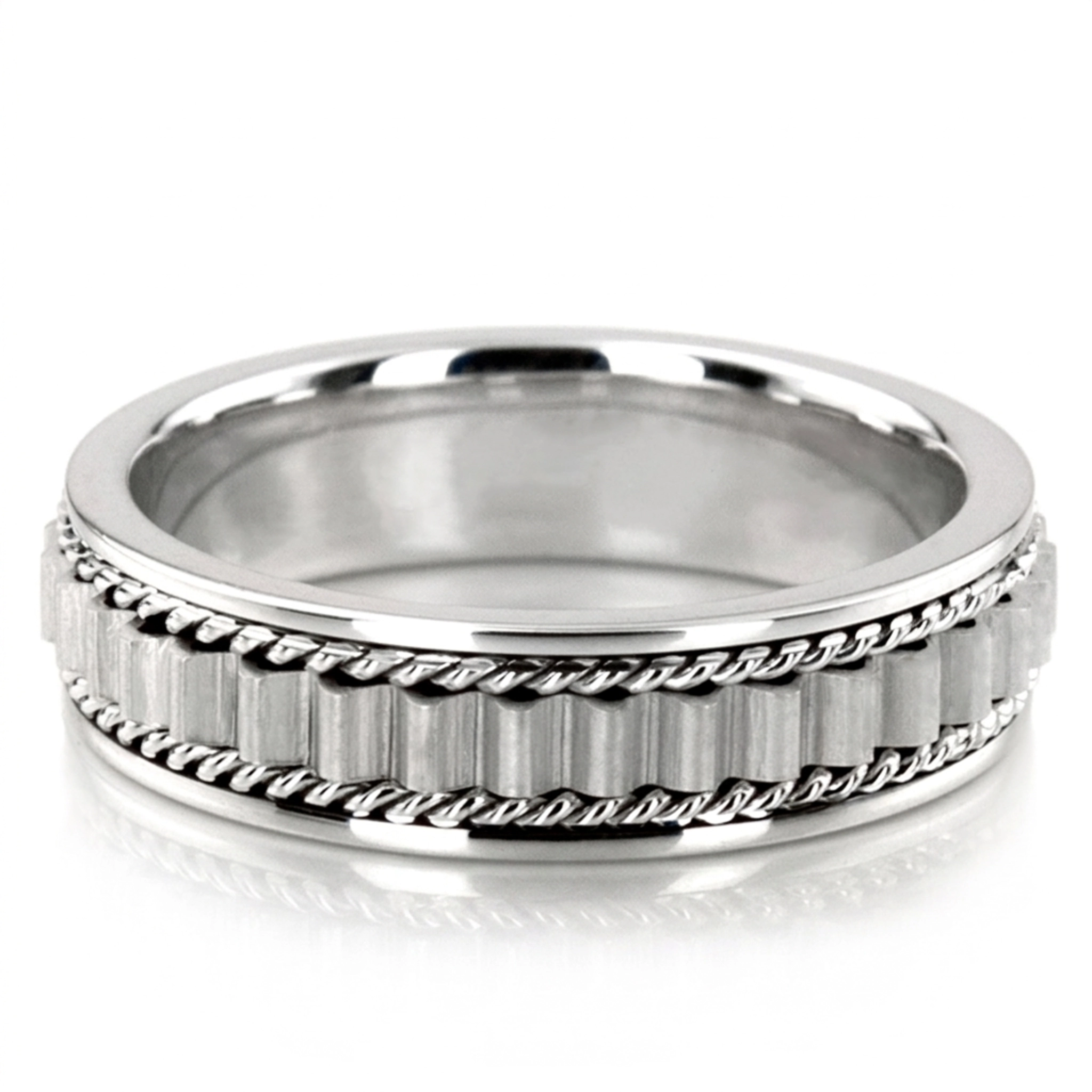 14K white gold 6mm. satin finish Hand-made-wedding-ring - alternate view 5