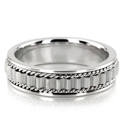 14K white gold 6mm. satin finish Hand-made-wedding-ring - alternate view 5 thumbnail