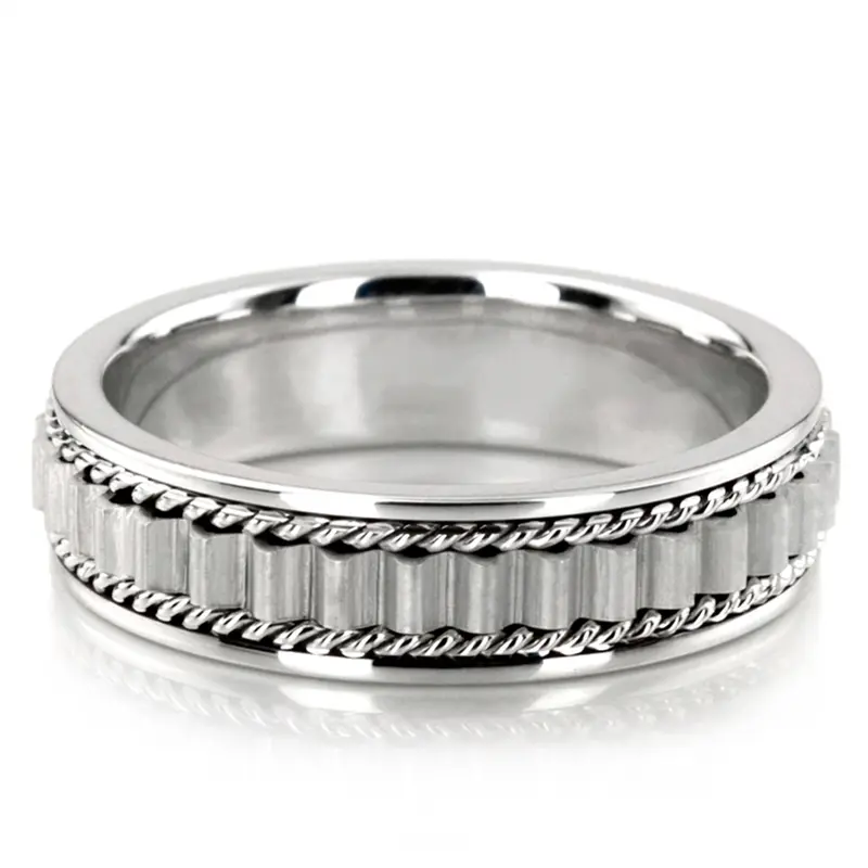14K white gold 6mm. satin finish Hand-made-wedding-ring - alternate view 5