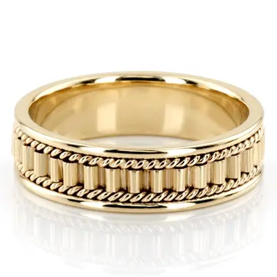 14K yellow gold 6mm. high polish Hand-made-wedding-ring - alternate view 2 thumbnail