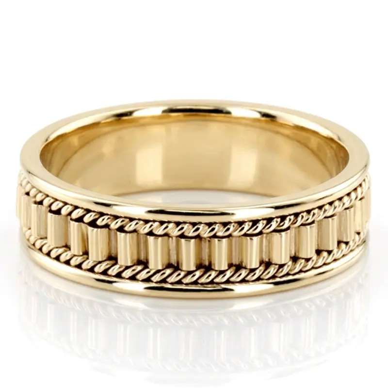 14K yellow gold 6mm. high polish Hand-made-wedding-ring - alternate view 2