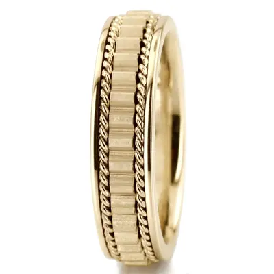 14K yellow gold 6mm. satin finish Hand-made-wedding-ring - alternate view 4 thumbnail