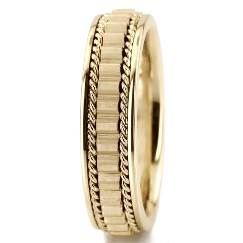 14K yellow gold 6mm. satin finish Hand-made-wedding-ring - alternate view 4