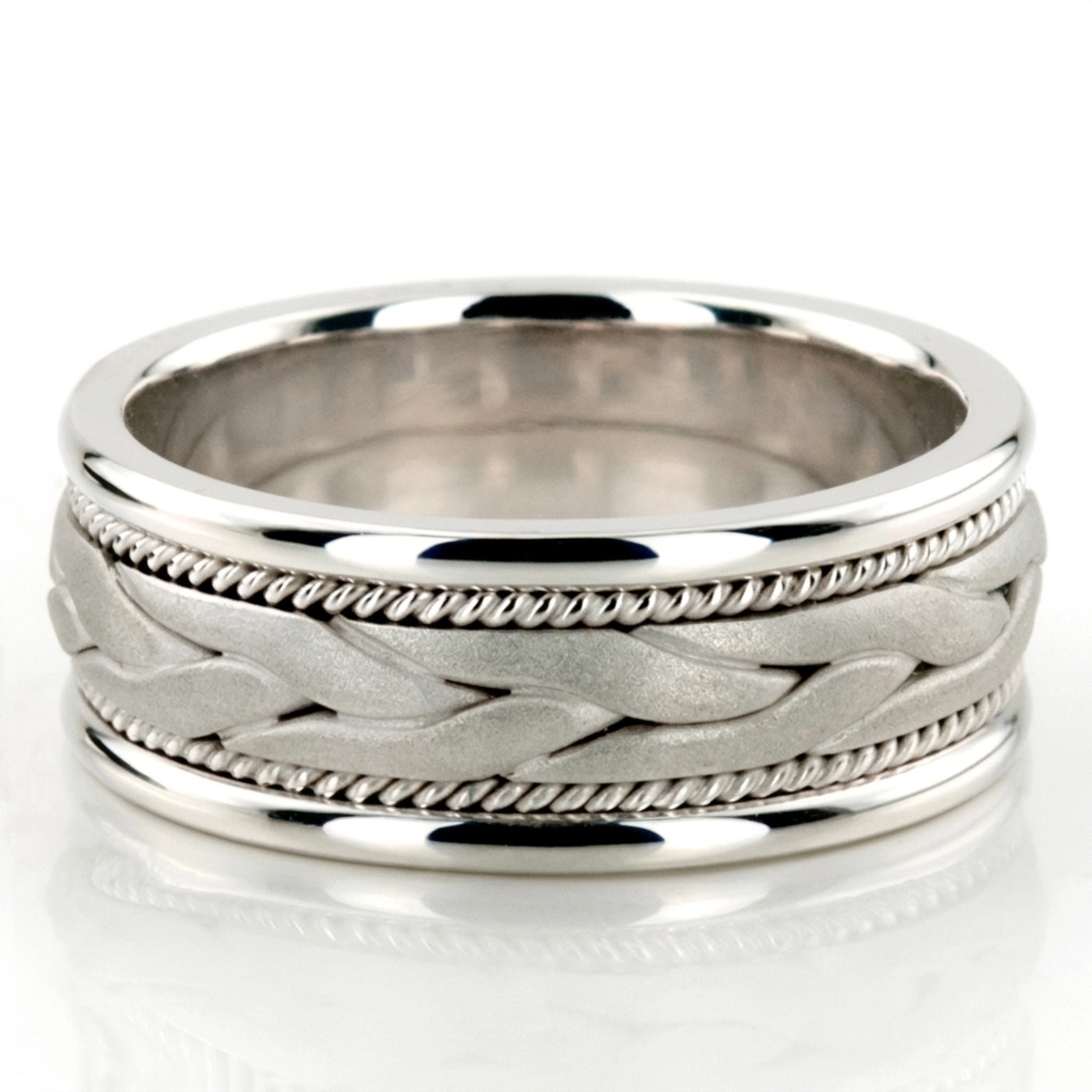 10K yellow gold 8mm. sand blast hand-made-wedding-band - alternate view 3