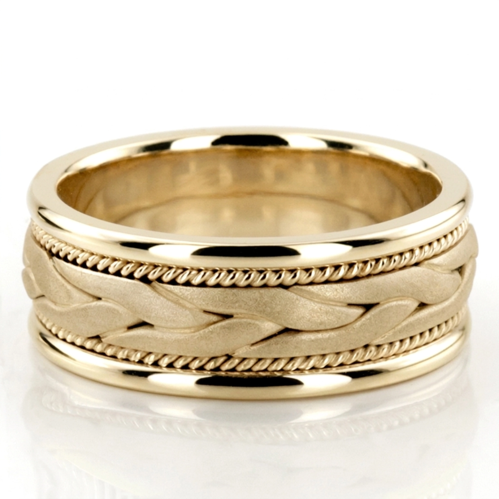 10K yellow gold 8mm. sand blast hand-made-wedding-band - alternate view 4
