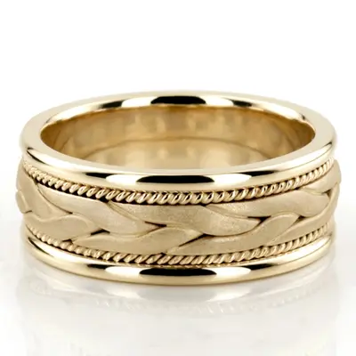 10K yellow gold 8mm. sand blast hand-made-wedding-band - alternate view 4 thumbnail