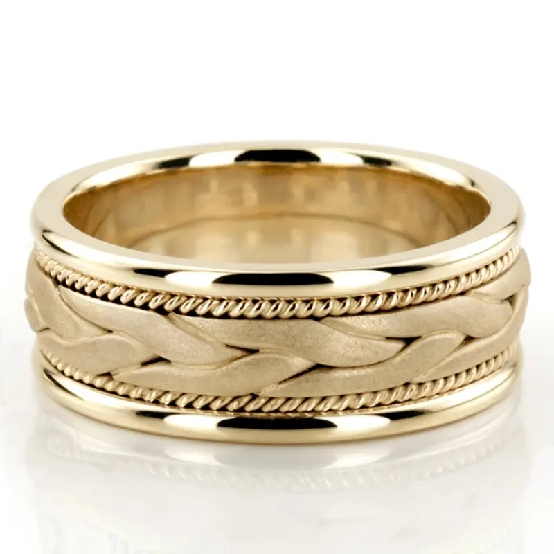 10K yellow gold 8mm. sand blast hand-made-wedding-band - alternate view 4