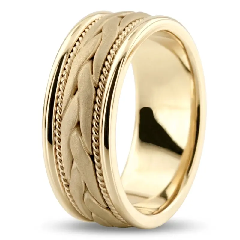 10K yellow gold 8mm. sand blast hand-made-wedding-band - alternate view 5