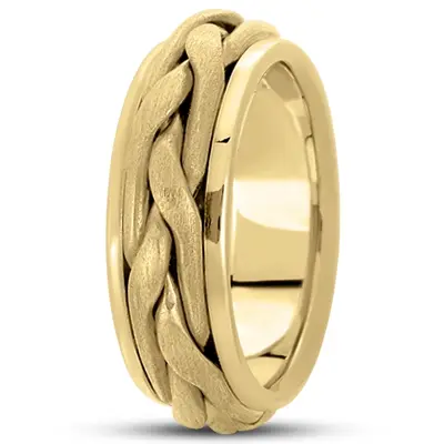 10K yellow gold 8.5mm. satin hand-made-woven-wedding-band - main view thumbnail