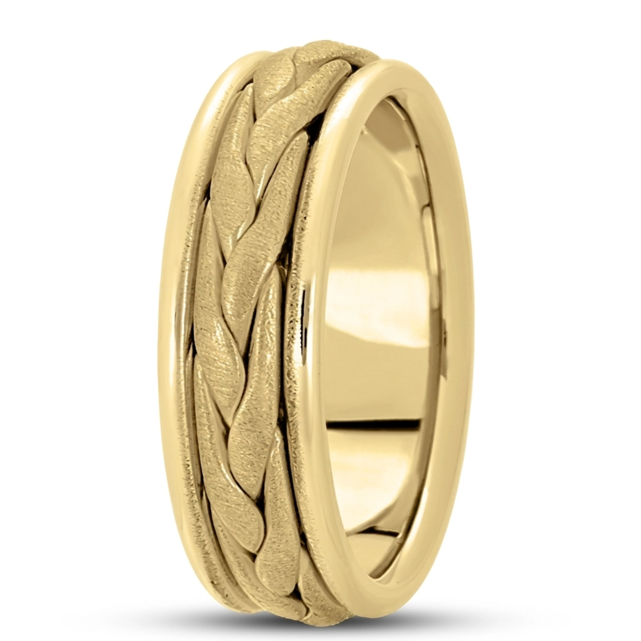 10K yellow gold 7mm. satin hand-made-woven-wedding-band - alternate view 3