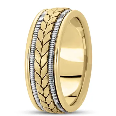 10K y-w-y-w-y gold 8mm. satin hand-made-woven-wedding-ring - alternate view 6 thumbnail