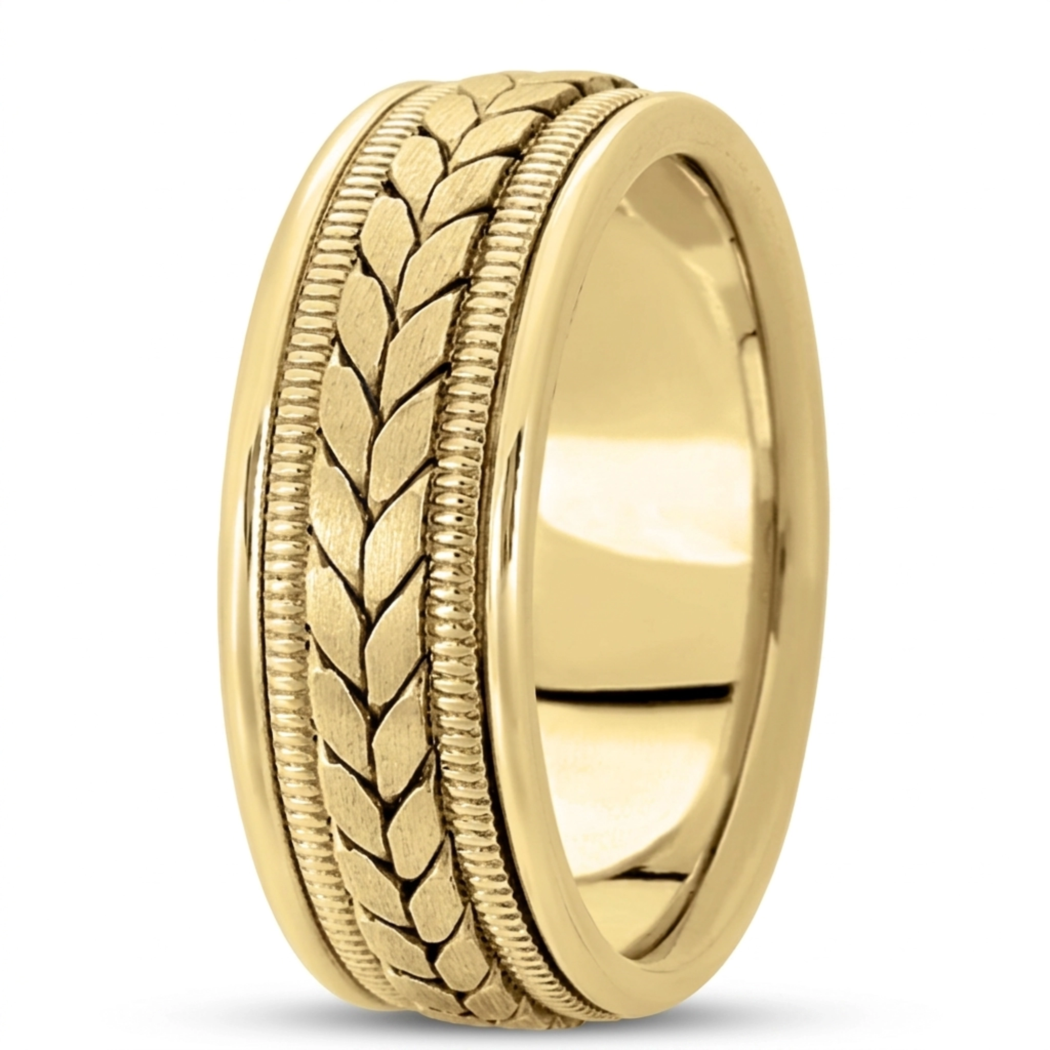 10K yellow gold 8mm. satin hand-made-woven-wedding-ring - alternate view 4