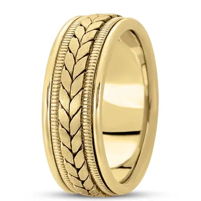 10K yellow gold 8mm. satin hand-made-woven-wedding-ring - alternate view 4 thumbnail
