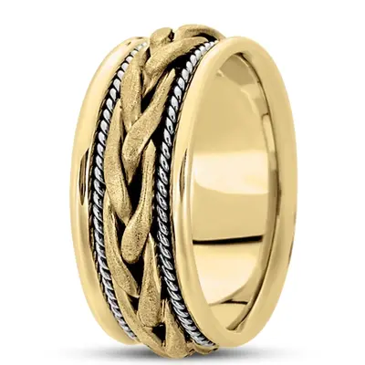 10K y-w-y-w-y gold 9.5mm. satin hand-made-woven-wedding-ring - main view thumbnail