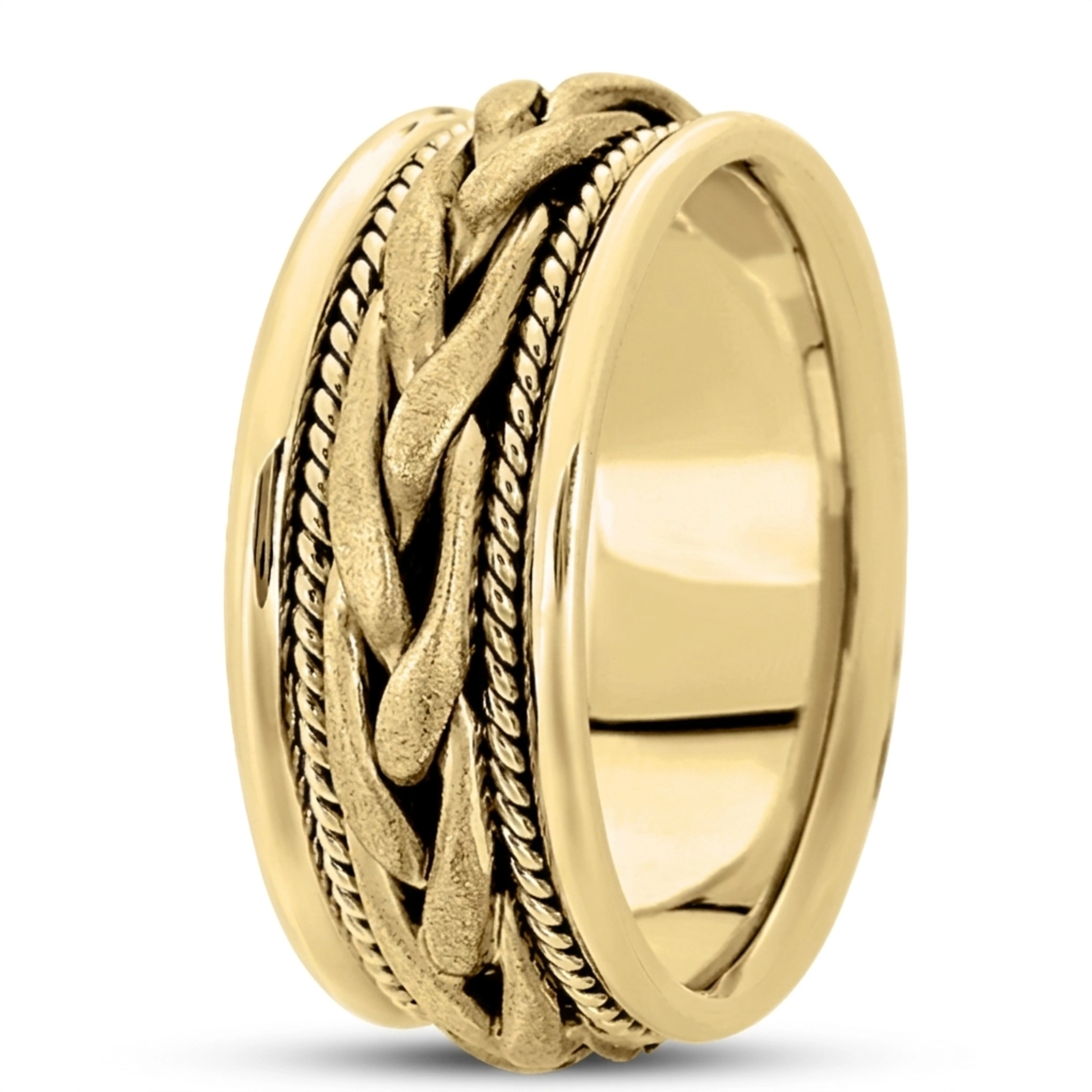 10K yellow gold 9.5mm. satin hand-made-woven-wedding-ring - alternate view 6