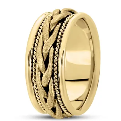 10K yellow gold 9.5mm. satin hand-made-woven-wedding-ring - alternate view 6 thumbnail