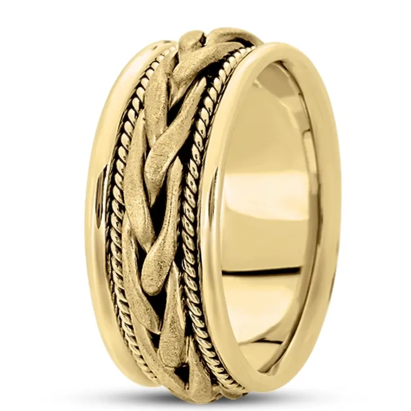 10K yellow gold 9.5mm. satin hand-made-woven-wedding-ring - alternate view 6