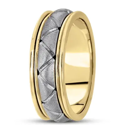 Modern Two-Color Handcrafted Wedding Ring  - view 2 of 4