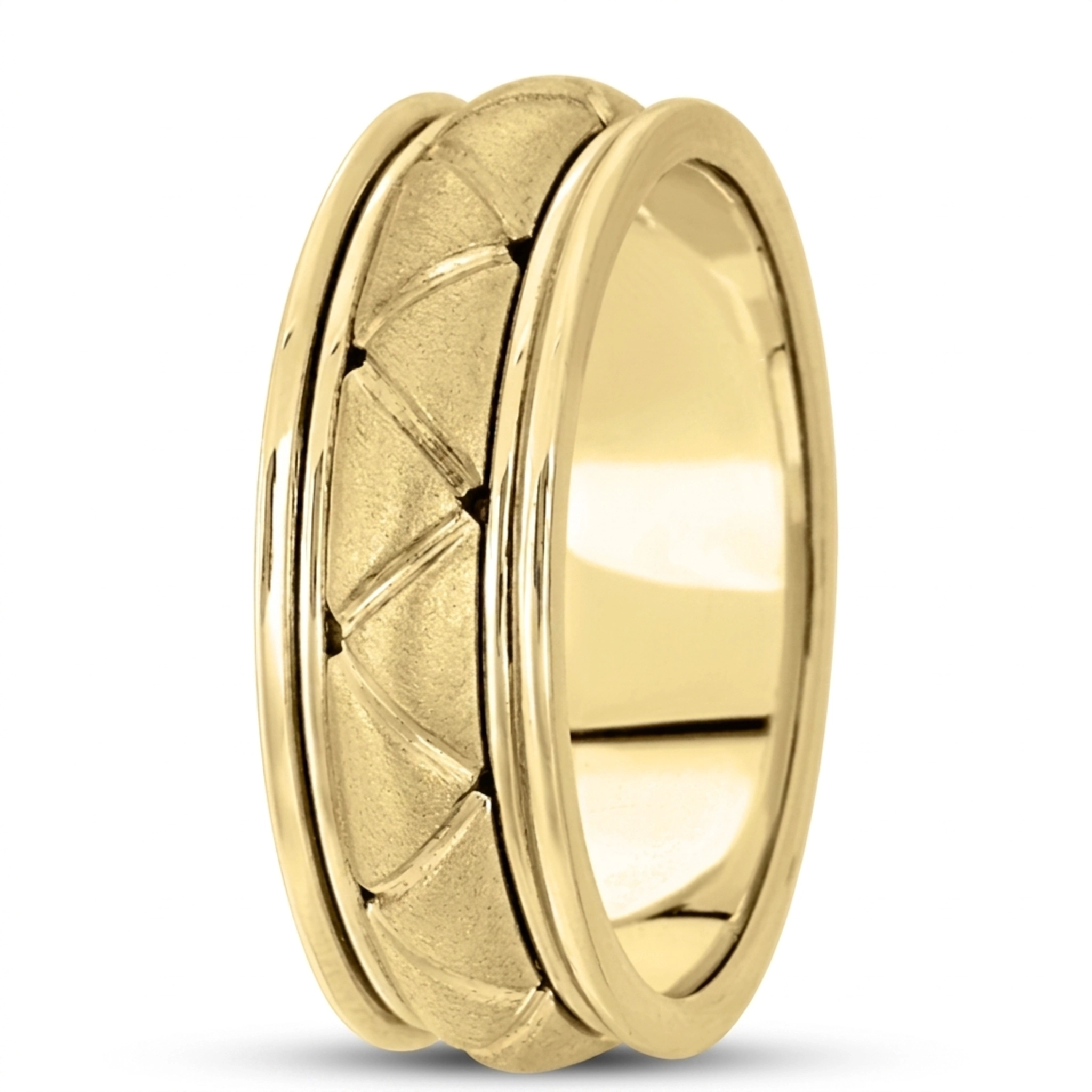 10K yellow gold 7mm. satin hand-made-contemporary-wedding-band - alternate view 4