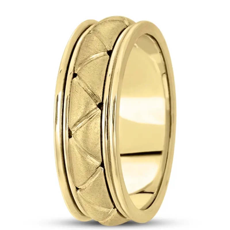 10K yellow gold 7mm. satin hand-made-contemporary-wedding-band - alternate view 4