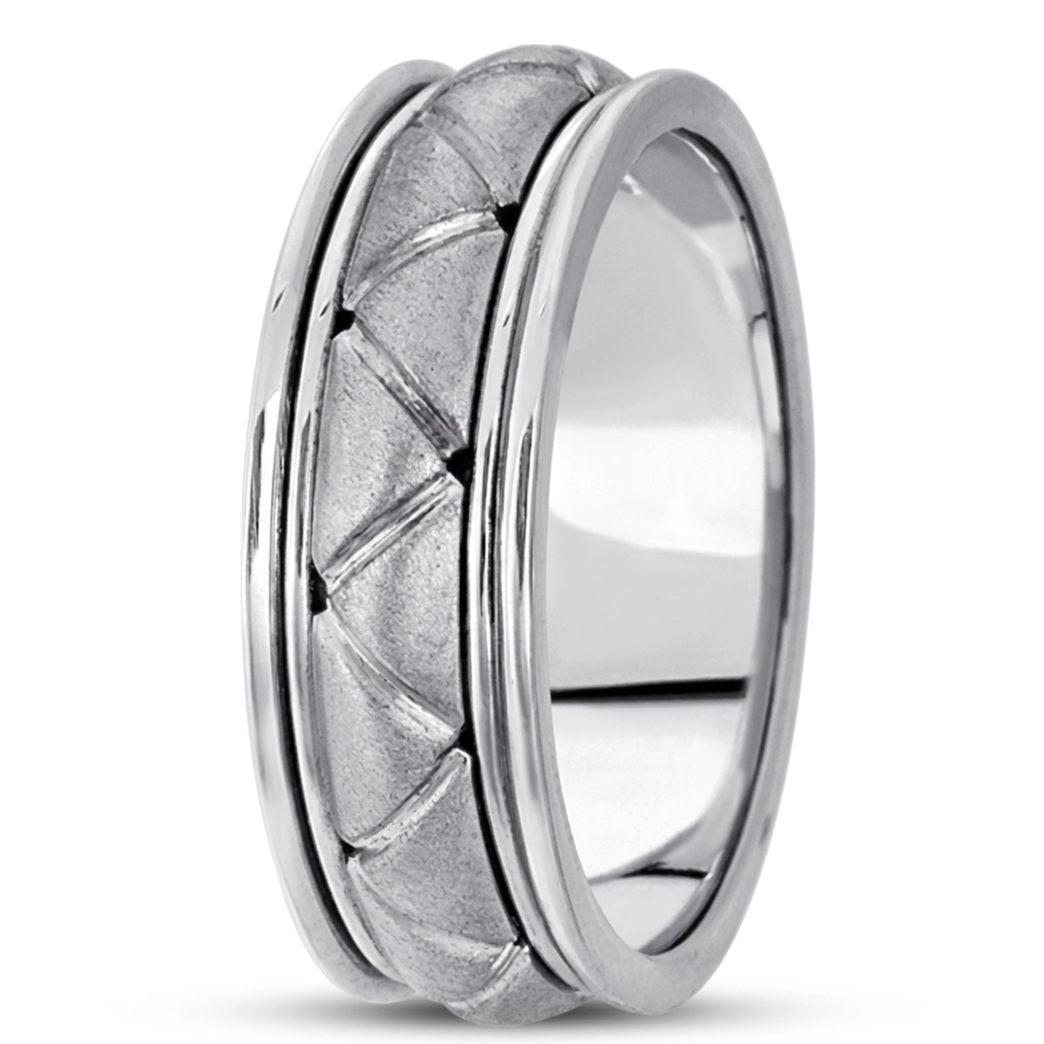 10K white gold 7mm. satin hand-made-contemporary-wedding-band - alternate view 3