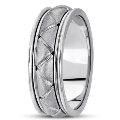 Modern Two-Color Handcrafted Wedding Ring  - view 3 of 4