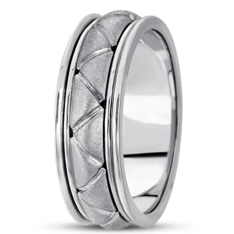 10K white gold 7mm. satin hand-made-contemporary-wedding-band - alternate view 3