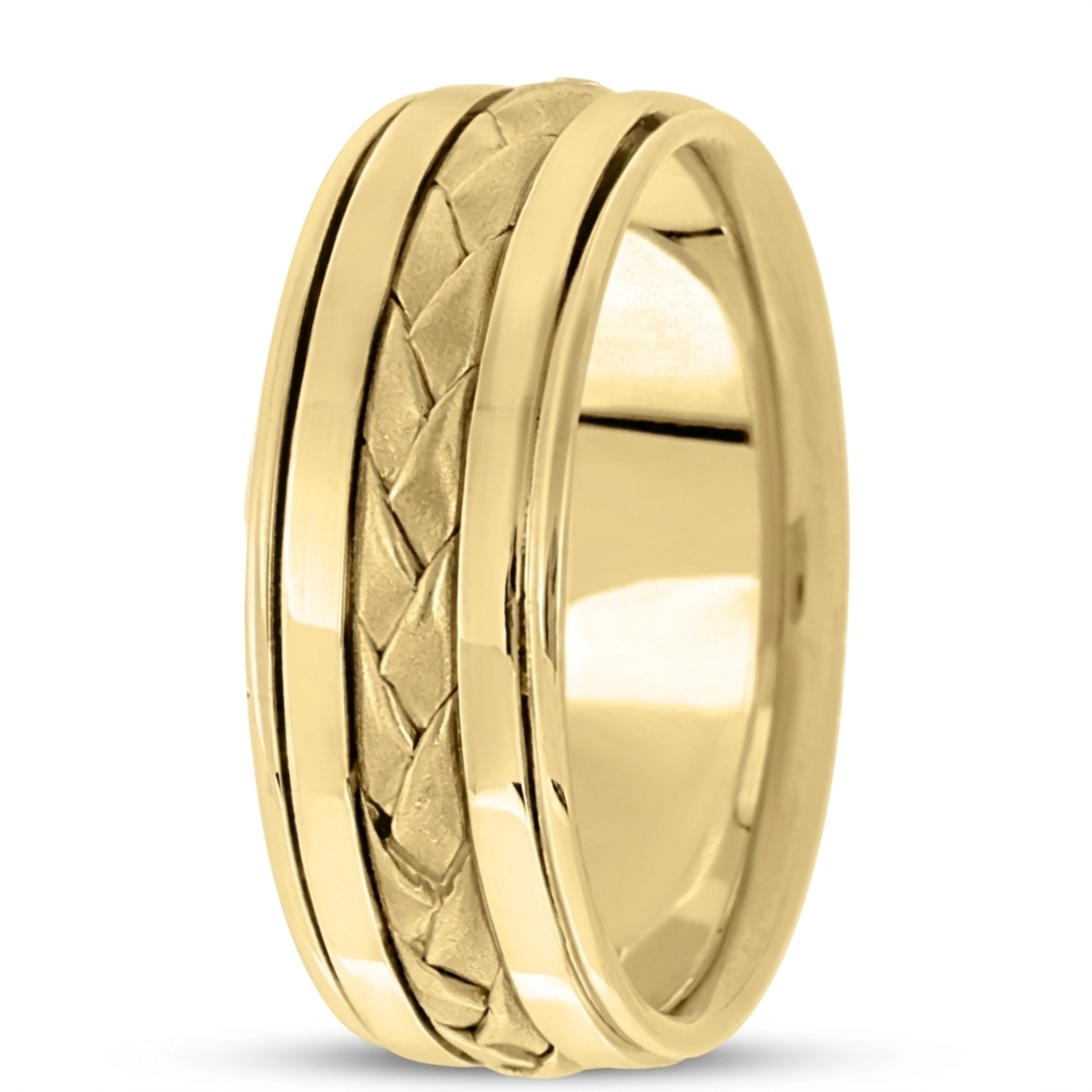 10K yellow gold 8mm. sand blast hand-made-hand-woven-wedding-band - alternate view 3