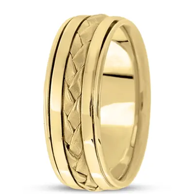 10K yellow gold 8mm. sand blast hand-made-hand-woven-wedding-band - alternate view 3 thumbnail