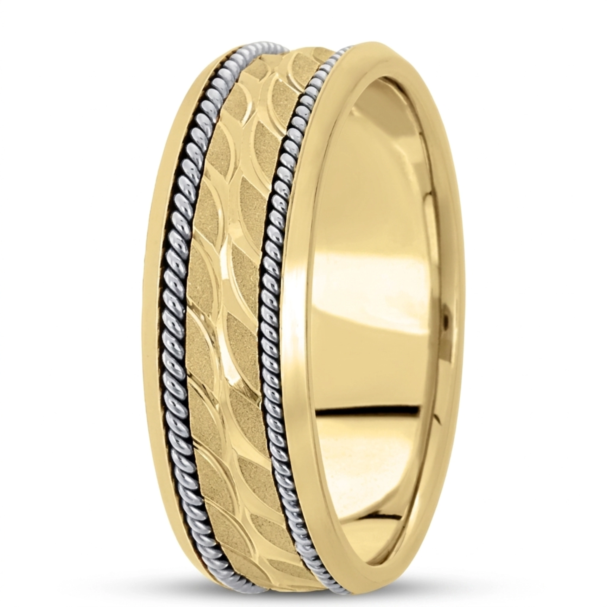 10K y-w-y-w-y gold 7mm. high polish hand-made-modern-wedding-band - alternate view 6