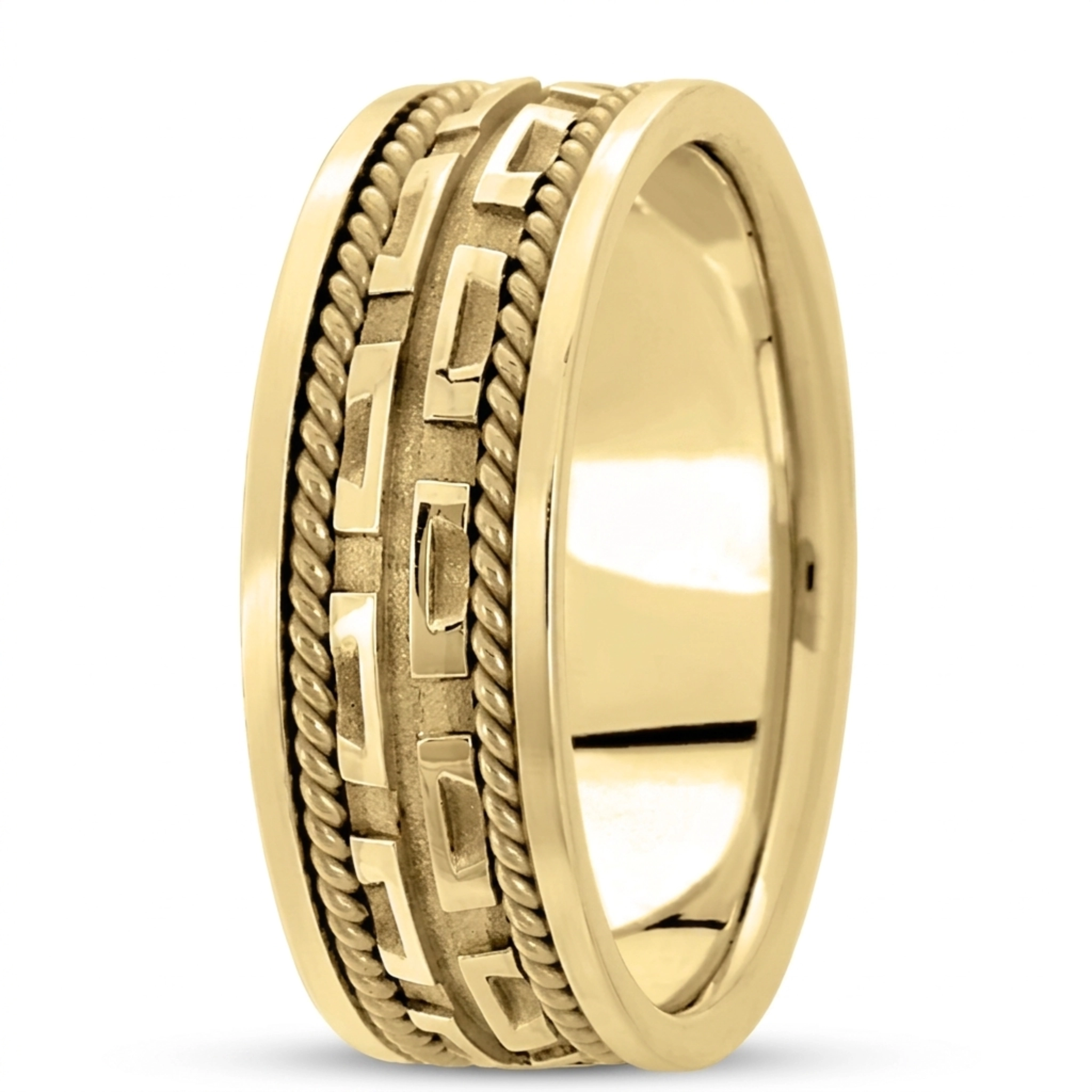 14K yellow gold 7.5mm. high polish hand-made-modern-wedding-band - alternate view 4