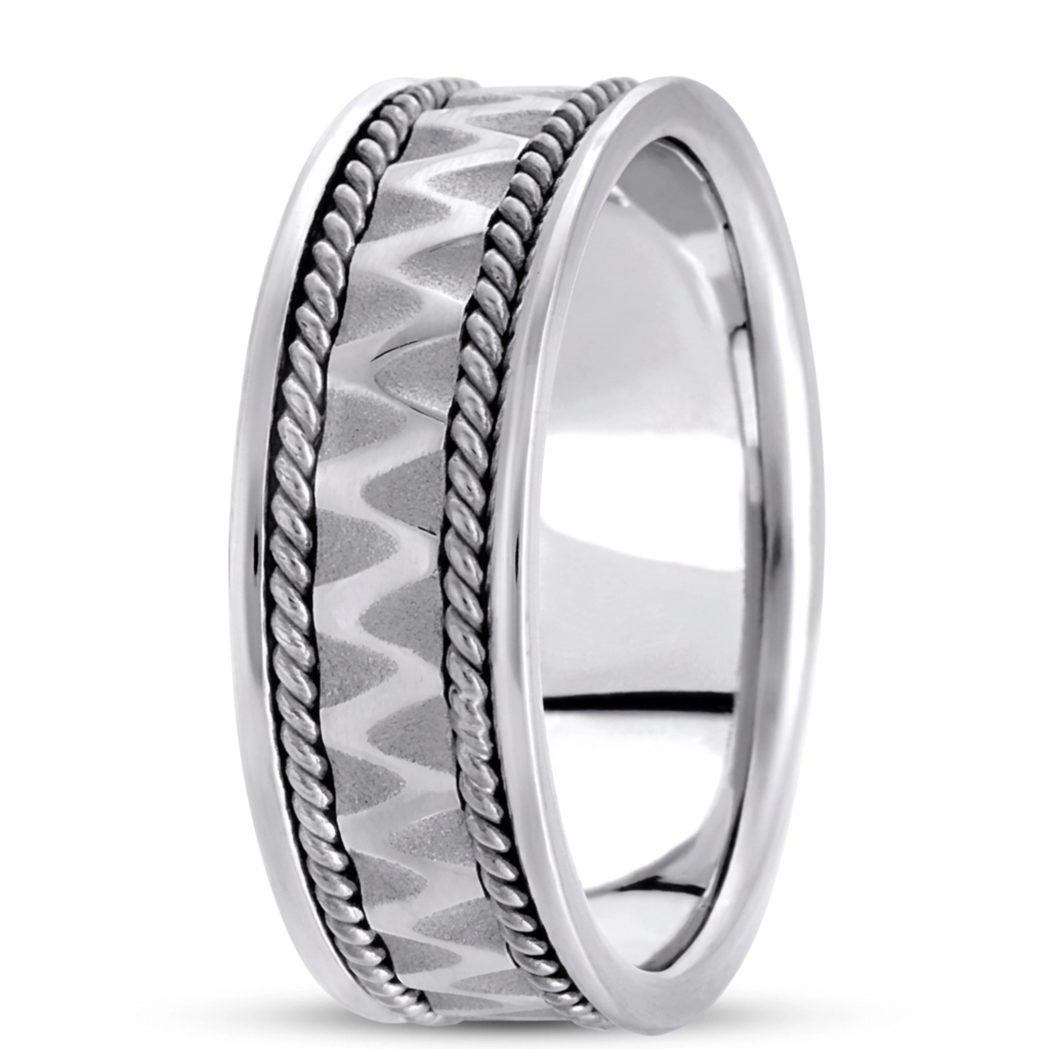 10K white gold 7mm. high polish hand-made-celtic-wedding-band - main view