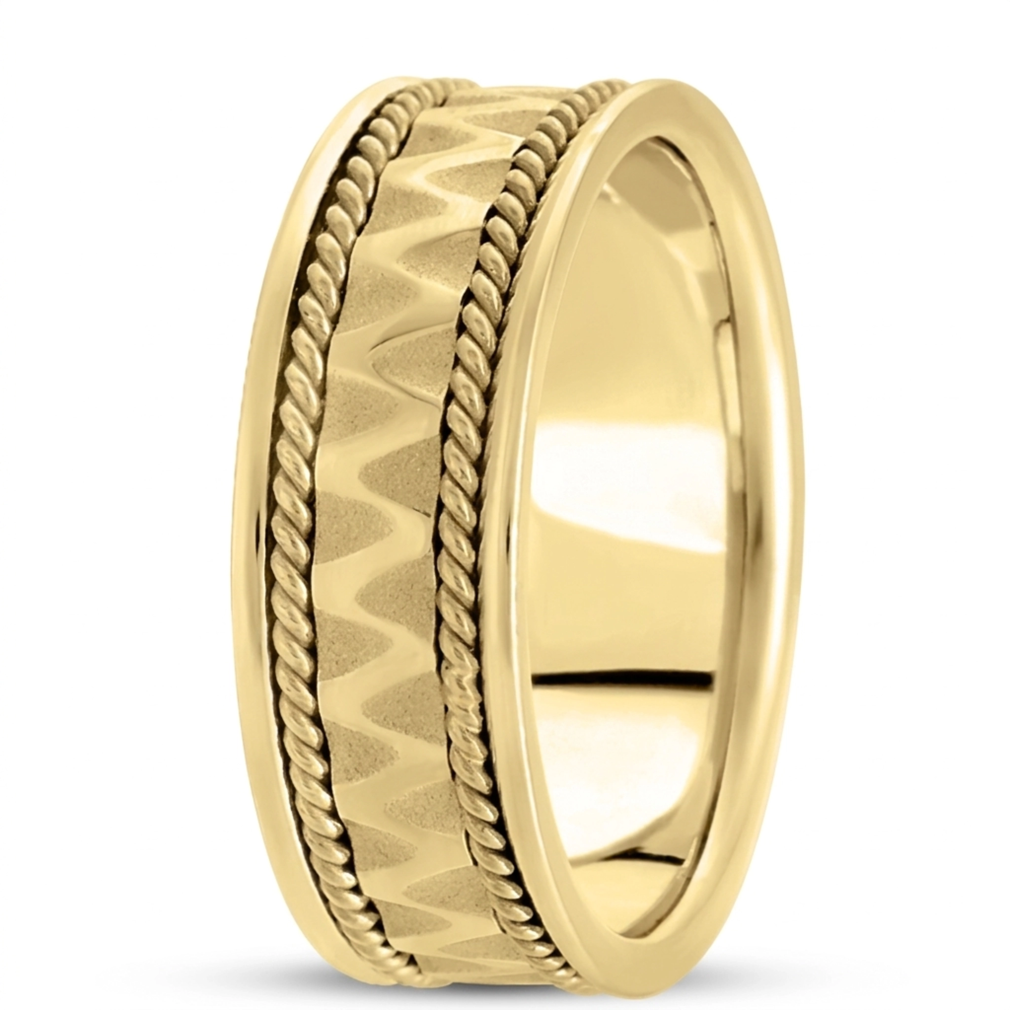 10K yellow gold 7mm. high polish hand-made-celtic-wedding-band - alternate view 2