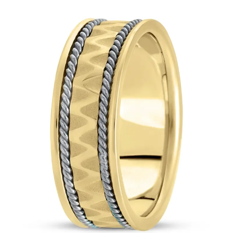 14K y-w-y-w-y gold 7mm. high polish hand-made-celtic-wedding-band - alternate view 3