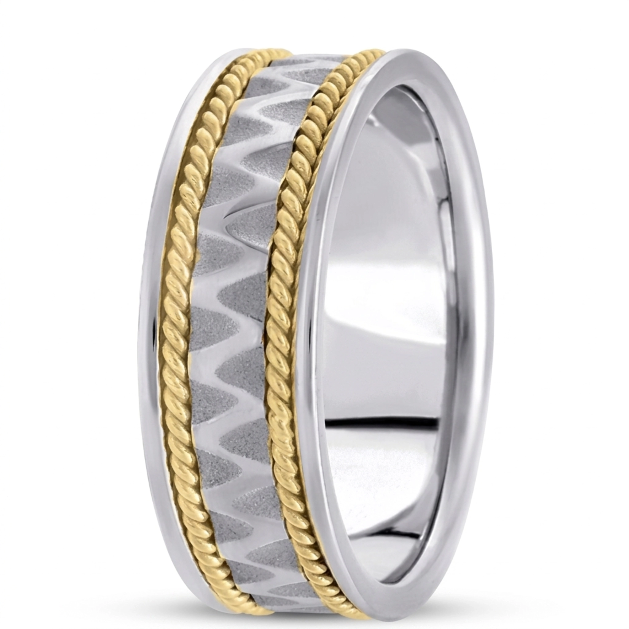 10K w-y-w-y-w gold 6mm. high polish hand-made-celtic-wedding-band - alternate view 4