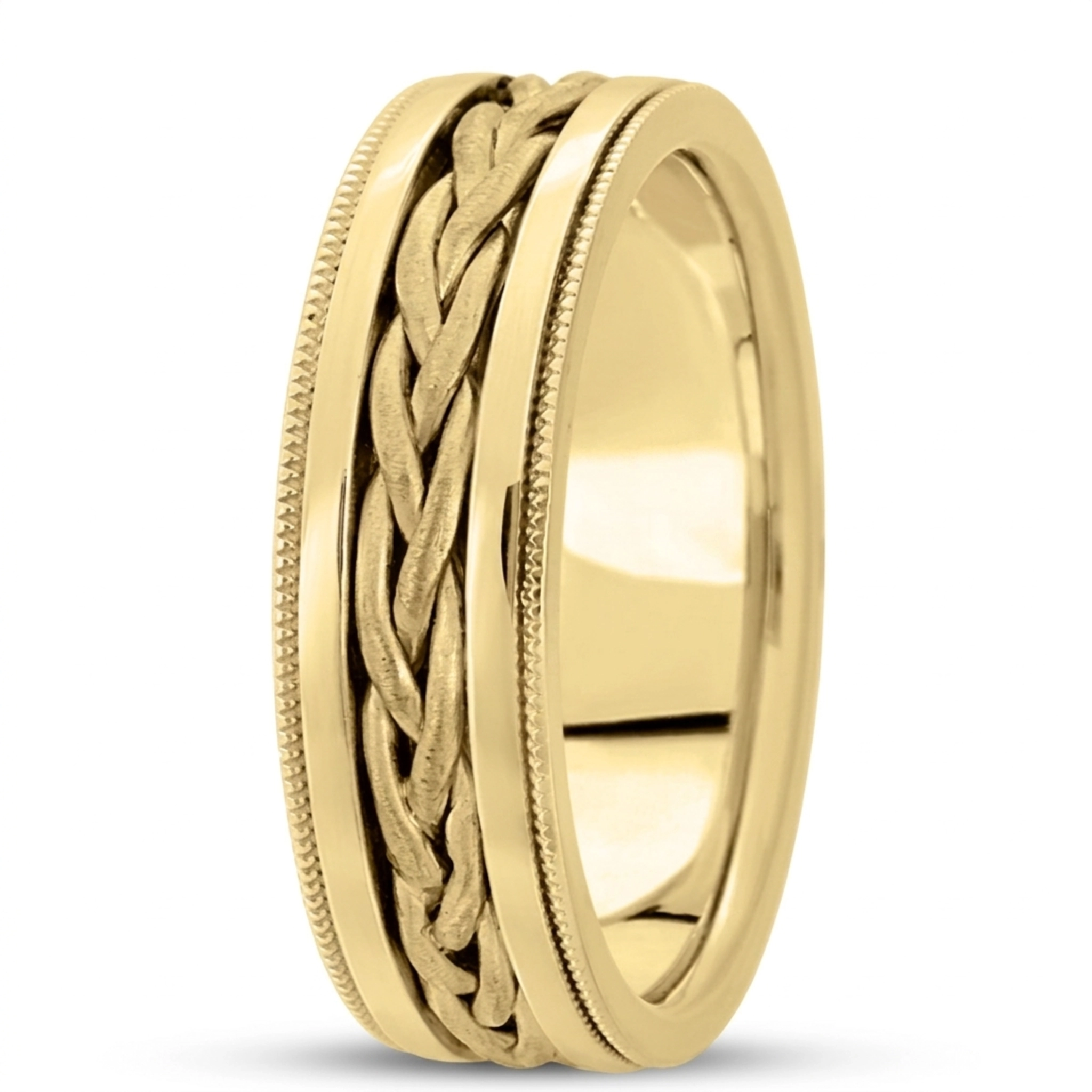 10K yellow gold 8mm. wire matte hand-made-hand-woven-wedding-band - alternate view 4