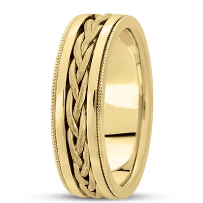 10K yellow gold 8mm. wire matte hand-made-hand-woven-wedding-band - alternate view 4 thumbnail