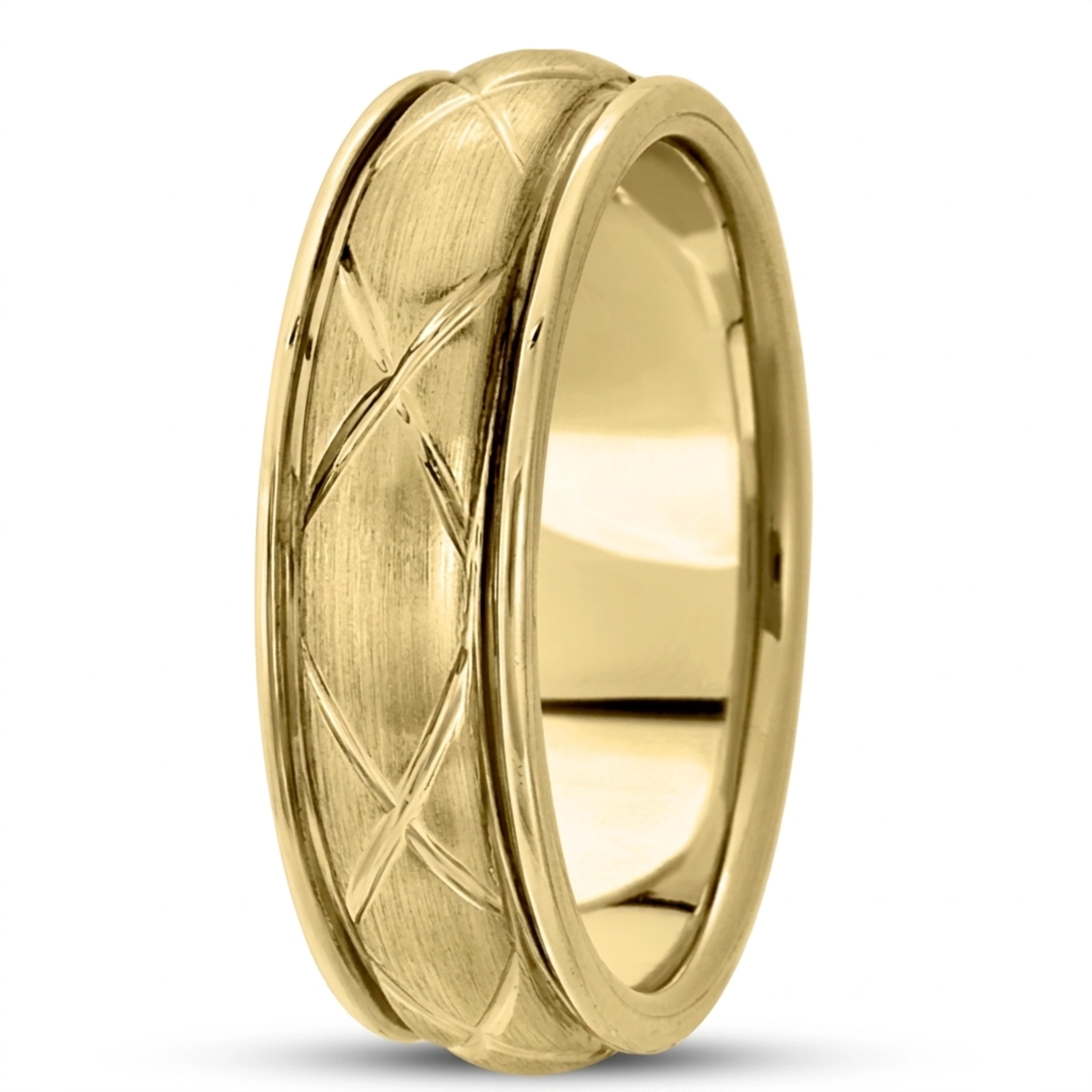 10K yellow gold 6.5mm satin hand-made-contemporary-wedding-band - alternate view 4