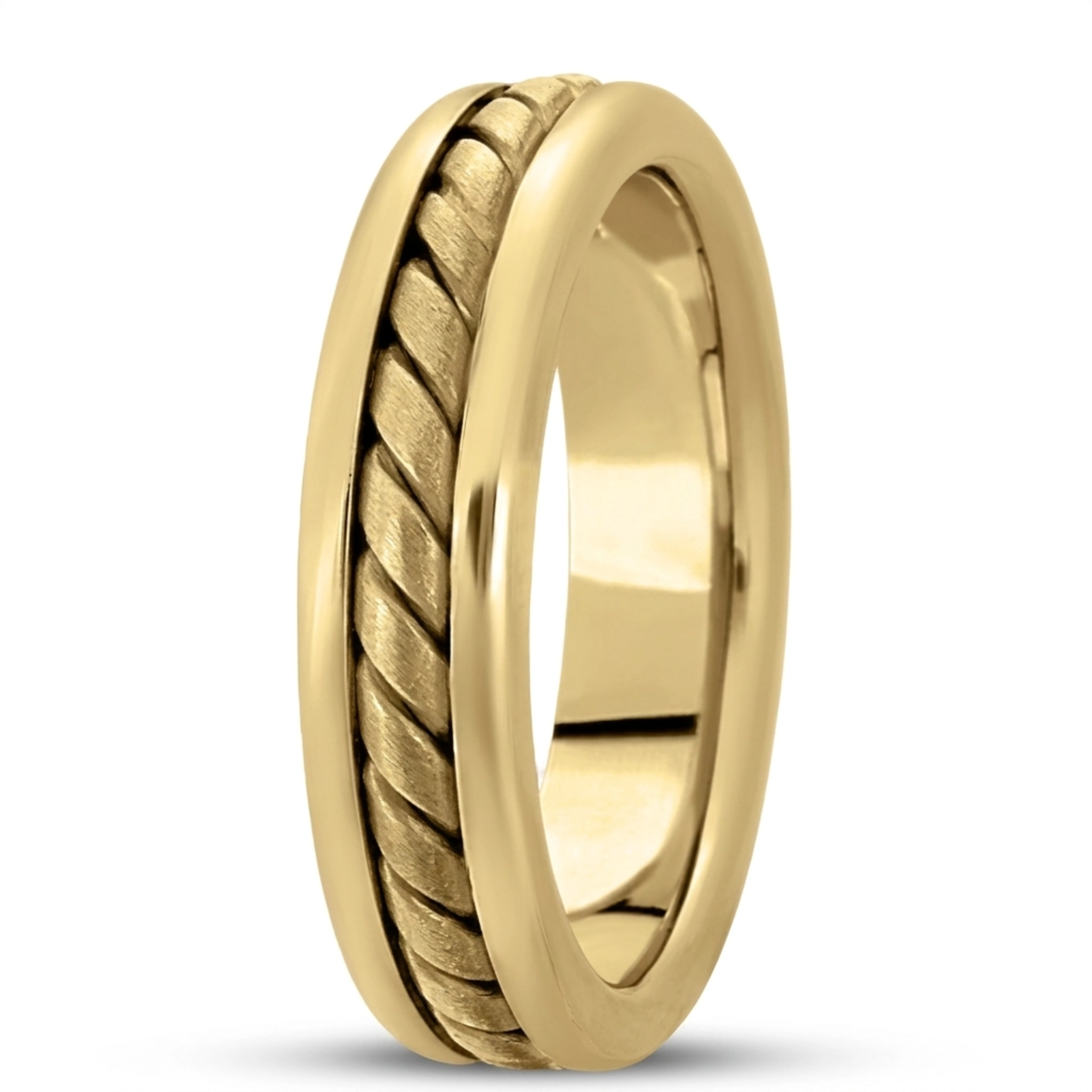 10K yellow gold 6mm. satin hand-made-hand-woven-wedding-band - alternate view 4