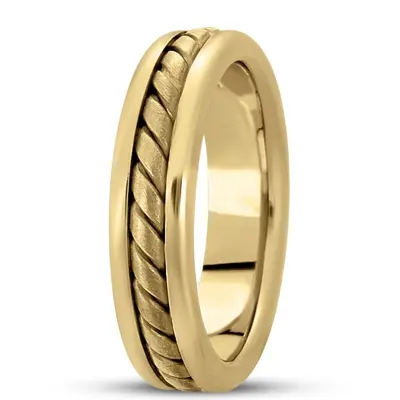 10K yellow gold 6mm. satin hand-made-hand-woven-wedding-band - alternate view 4 thumbnail
