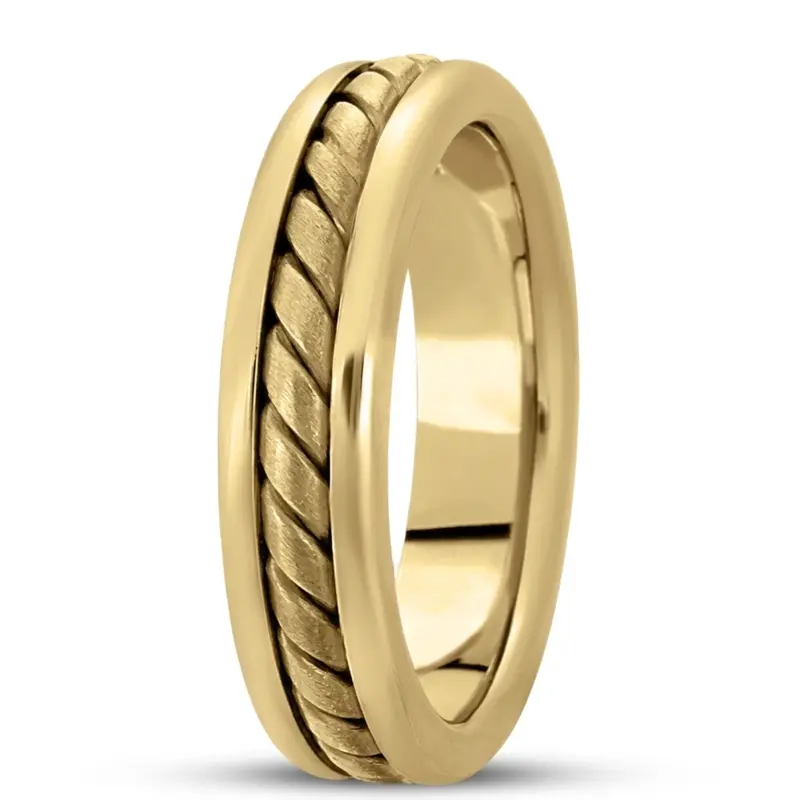10K yellow gold 6mm. satin hand-made-hand-woven-wedding-band - alternate view 4