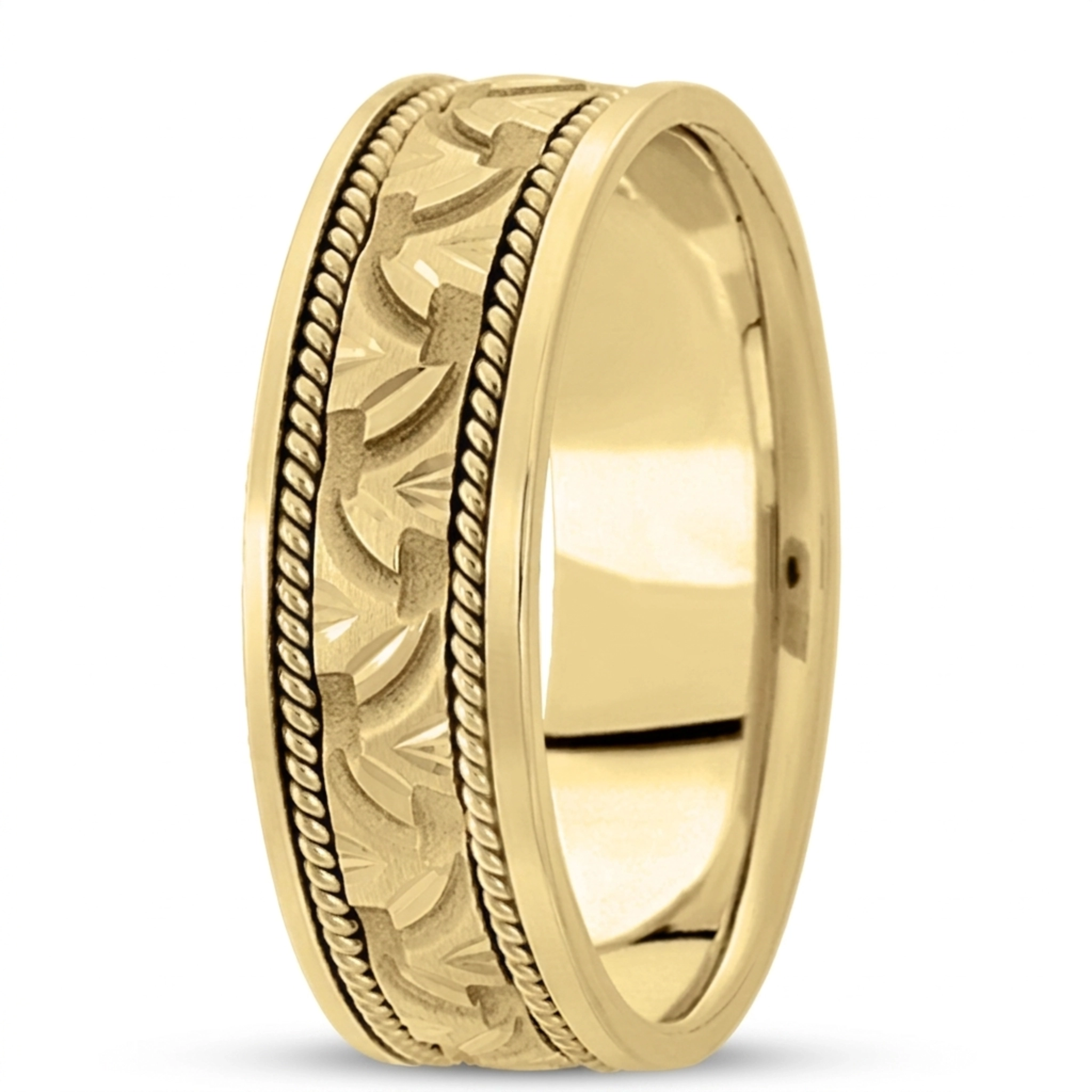10K yellow gold 7mm. high polish hand-made-modern-wedding-band - main view