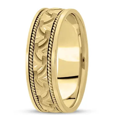 10K yellow gold 7mm. high polish hand-made-modern-wedding-band - main view thumbnail
