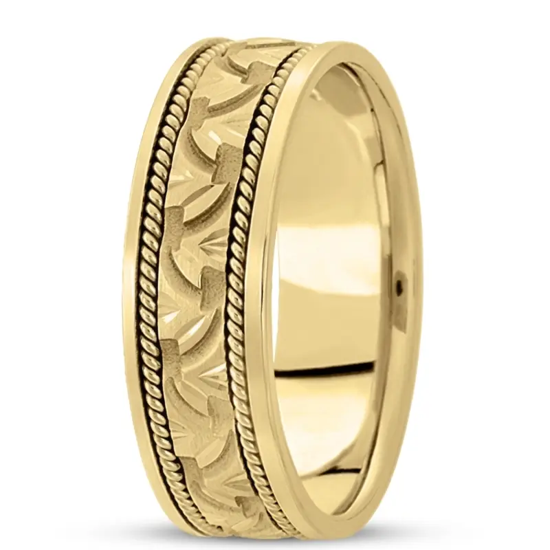 10K yellow gold 7mm. high polish hand-made-modern-wedding-band - main view