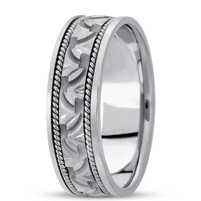10K white gold 7mm. high polish hand-made-modern-wedding-band - alternate view 3 thumbnail