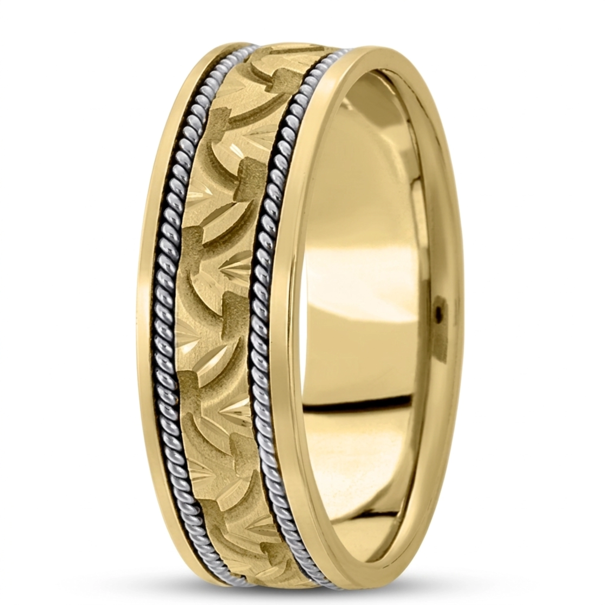 10K y-w-y-w-y gold 7mm. high polish hand-made-modern-wedding-band - alternate view 4